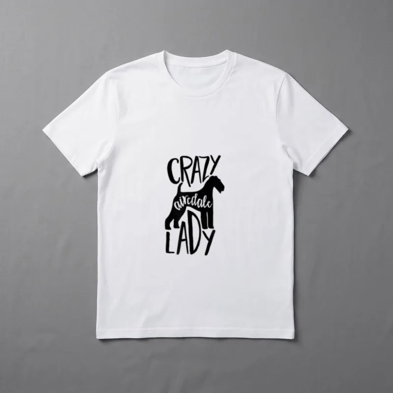 Crazy Airedale Lady ACF143a T-Shirt – Klassisches T-Shirt in Schwarz