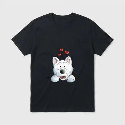 West Highland White Terrier Cartoon T-Shirt – Klassisches T-Shirt in Schwarz