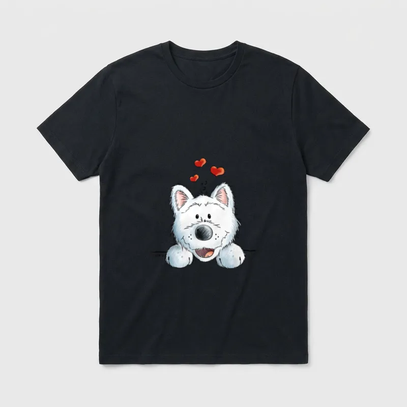 West Highland White Terrier Cartoon T-Shirt – Klassisches T-Shirt in Schwarz