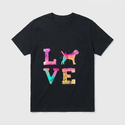 Bunte Aquarellmalerei Border Terrier T-Shirt – Klassisches T-Shirt in Schwarz
