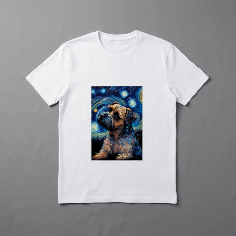 Border Terrier in Sternennacht T-Shirt – Klassisches T-Shirt in Schwarz