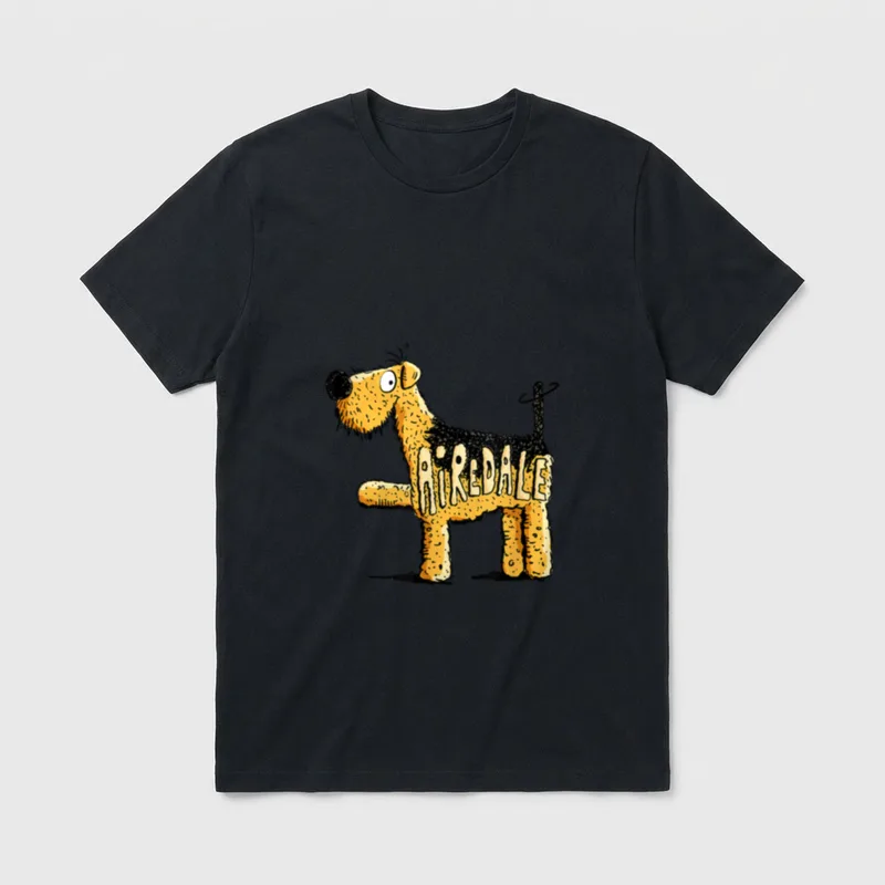 Happy Airedale Terrier T-Shirt – Klassisches T-Shirt in Schwarz