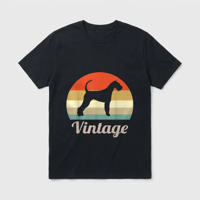 Airedale Terrier Vintage Retro T-Shirt – Klassisches T-Shirt in Schwarz