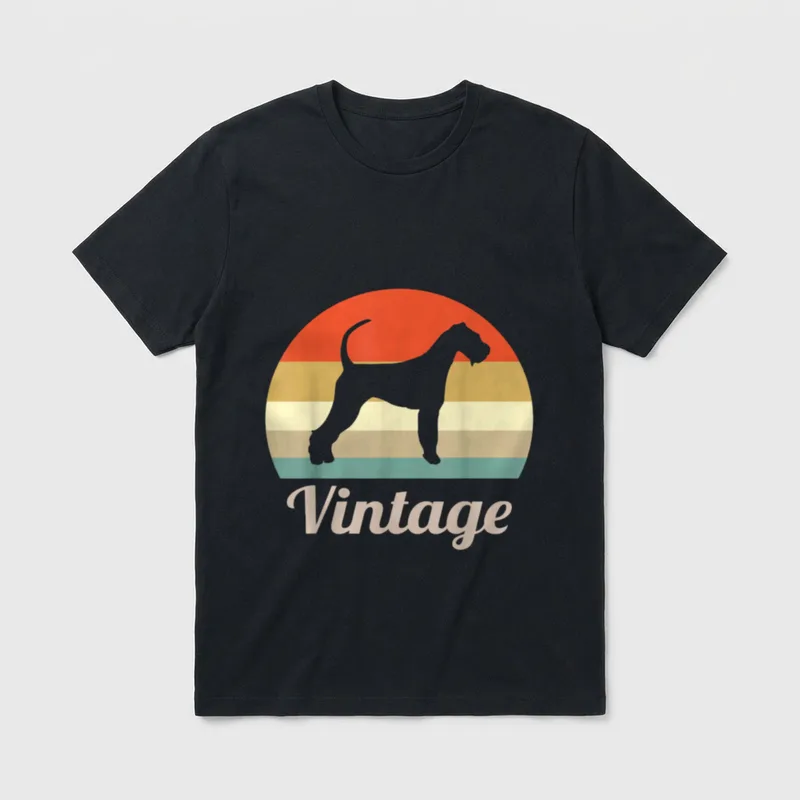 Airedale Terrier Vintage Retro T-Shirt – Klassisches T-Shirt in Schwarz