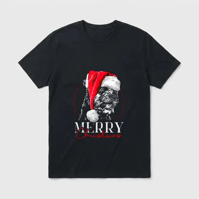 Santa Border Terrier Merry T-Shirt – Klassisches T-Shirt in Schwarz