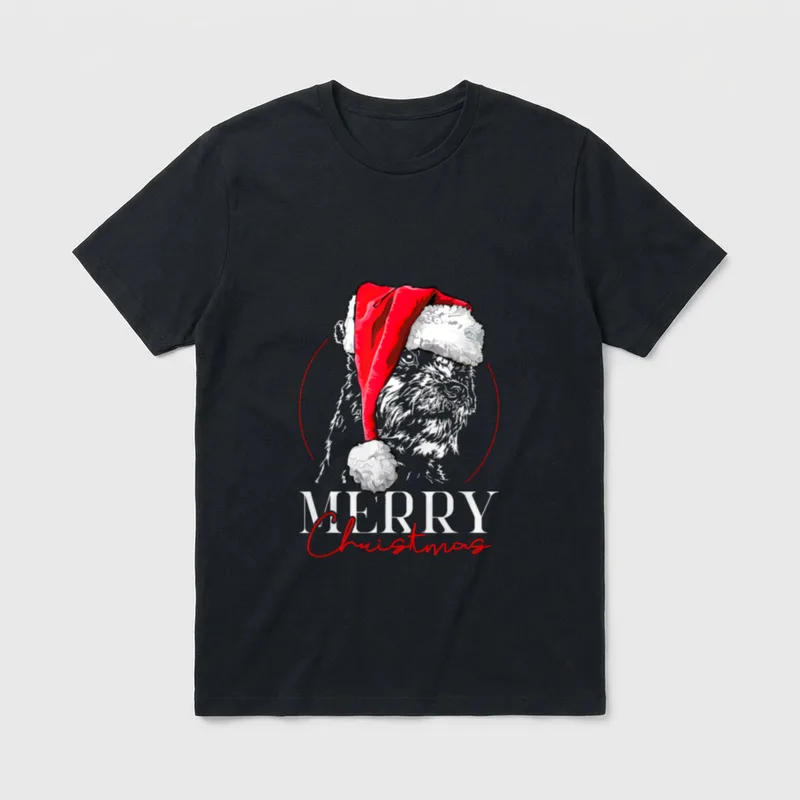 Santa Border Terrier Merry T-Shirt – Klassisches T-Shirt in Schwarz