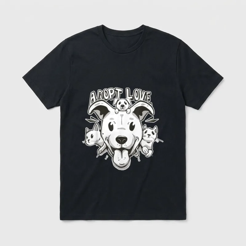 Adopt Love Cats And T-Shirt – Klassisches T-Shirt in Schwarz