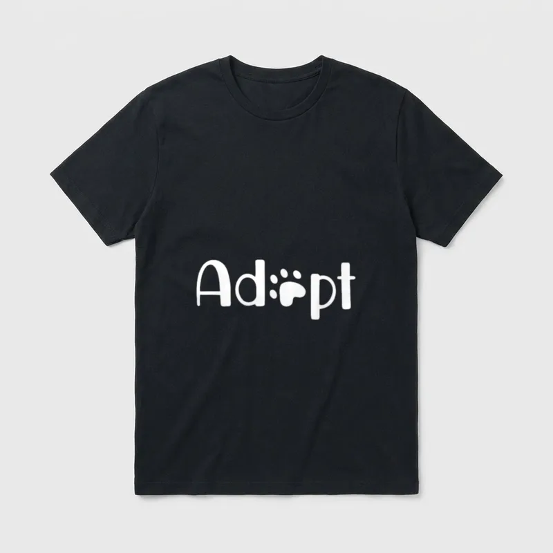 Adopt A Shelter Pet T-Shirt – weißer Schriftzug Adopt mit Pfotenabdruck als o – Klassisches T-Shirt in Schwarz
