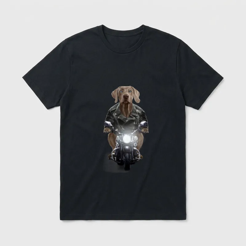Biker Weimaraner Hund Ride T-Shirt – Klassisches T-Shirt in Schwarz