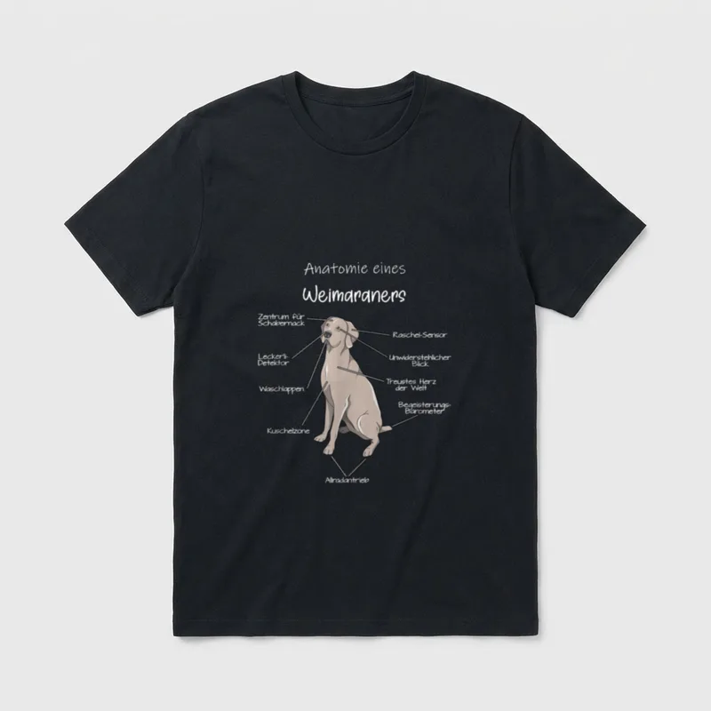 Anatomie Eines Weimaraner Jagdhund T-Shirt – Klassisches T-Shirt in Schwarz