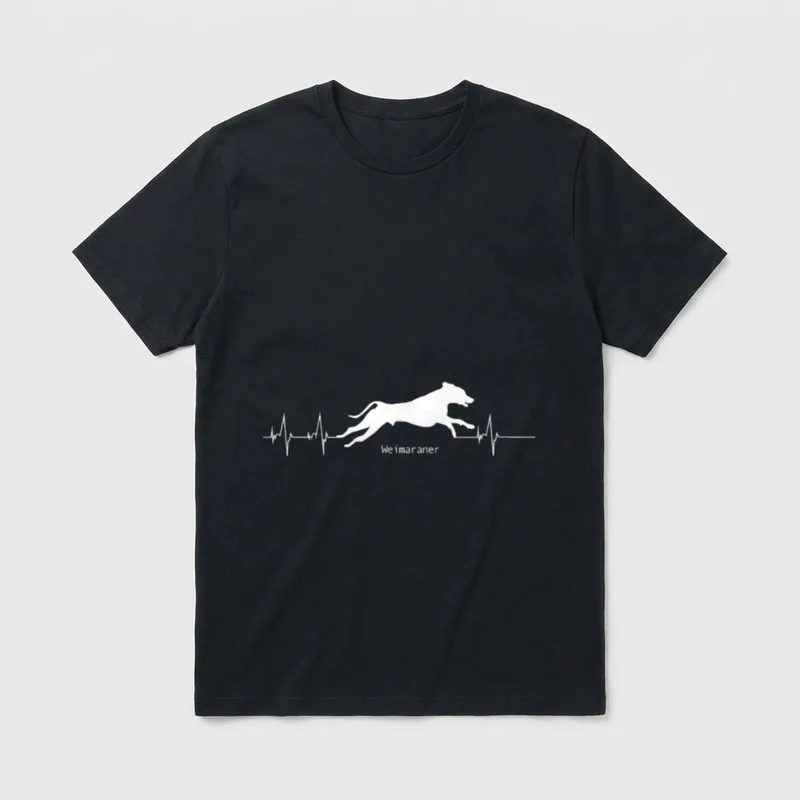 Herzschlag Pulslinien Design Weimaraner T-Shirt – Klassisches T-Shirt in Schwarz