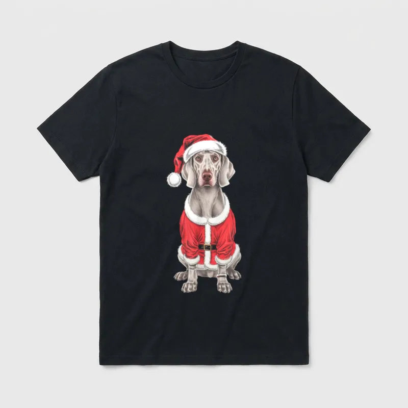 Weimaraner Santa Weihnachts T-Shirt – Klassisches T-Shirt in Schwarz