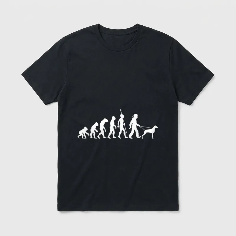 Weimaraner Evolution Gassi Gehen T-Shirt – Klassisches T-Shirt in Schwarz