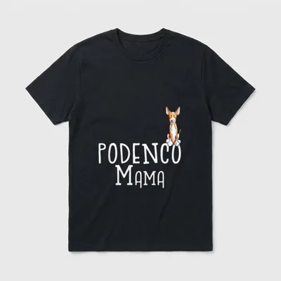 Podenco Mama Hunde Cartoon T-Shirt – Klassisches T-Shirt in Schwarz