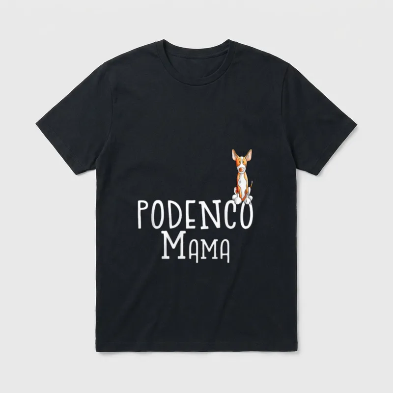 Podenco Mama Hunde Cartoon T-Shirt – Klassisches T-Shirt in Schwarz