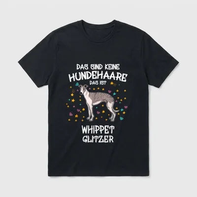 Whippet Glitzer Hundehalter Gassi T-Shirt – Klassisches T-Shirt in Schwarz