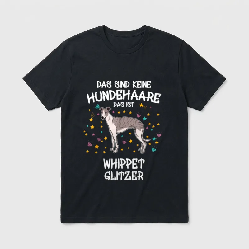 Whippet Glitzer Hundehalter Gassi T-Shirt – Klassisches T-Shirt in Schwarz