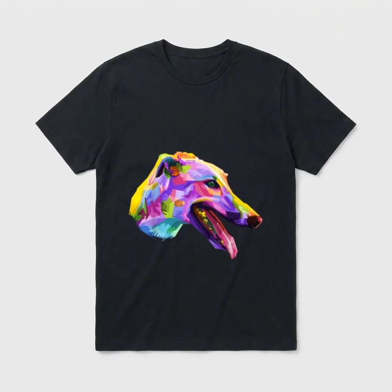 Englischer Windhund buntes Pop T-Shirt – Klassisches T-Shirt in Schwarz