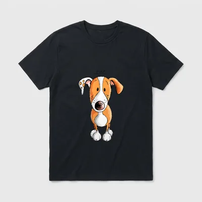 Süßer Podenco Hundemotiv Comic T-Shirt – Klassisches T-Shirt in Schwarz