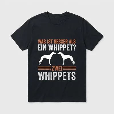 Zwei Whippet Hundepfeife Windhund T-Shirt – Klassisches T-Shirt in Schwarz