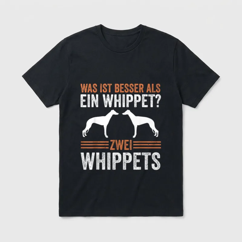 Zwei Whippet Hundepfeife Windhund T-Shirt – Klassisches T-Shirt in Schwarz