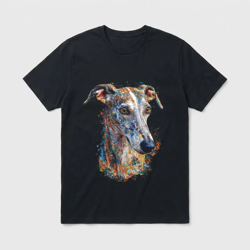 Greyhounds Hundemotiv Haustier Kunstwerk T-Shirt – Klassisches T-Shirt in Schwarz