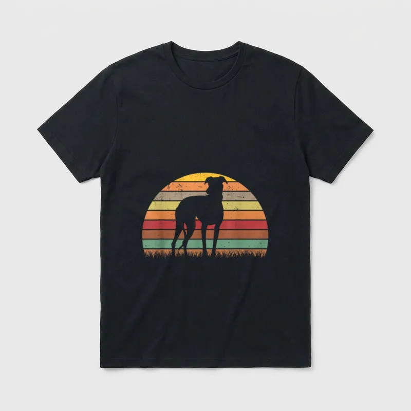 Whippet Vintage Windhund Retro T-Shirt – Klassisches T-Shirt in Schwarz