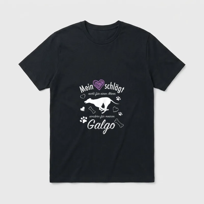 Mein Herz schlägt für Galgo T-Shirt – Klassisches T-Shirt in Schwarz