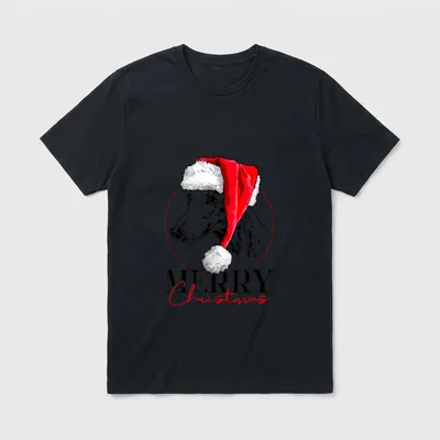 Lustiger Santa Whippet Merry T-Shirt – Klassisches T-Shirt in Schwarz