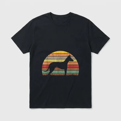Podenco Retro Ibizian Hound T-Shirt – Klassisches T-Shirt in Schwarz