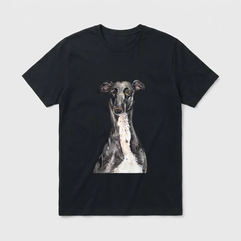 Aquarell Englischer Windhund T-Shirt – Klassisches T-Shirt in Schwarz