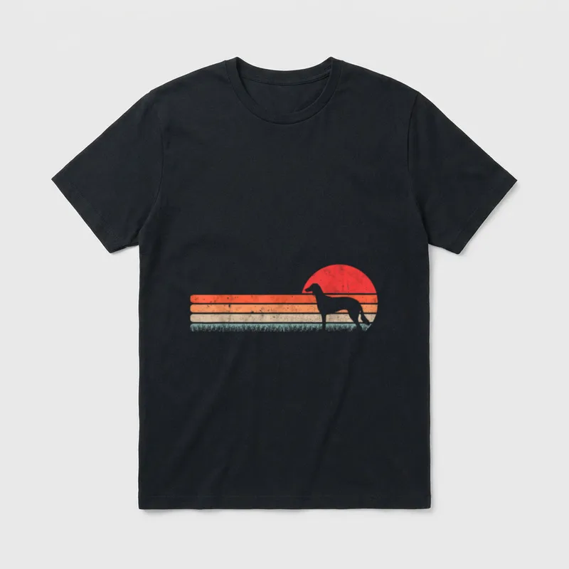 Saluki Retro Persischer Windhund T-Shirt – Klassisches T-Shirt in Schwarz