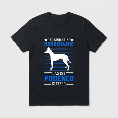 Podenco Glitzer Spanischer Windhund T-Shirt – Klassisches T-Shirt in Schwarz