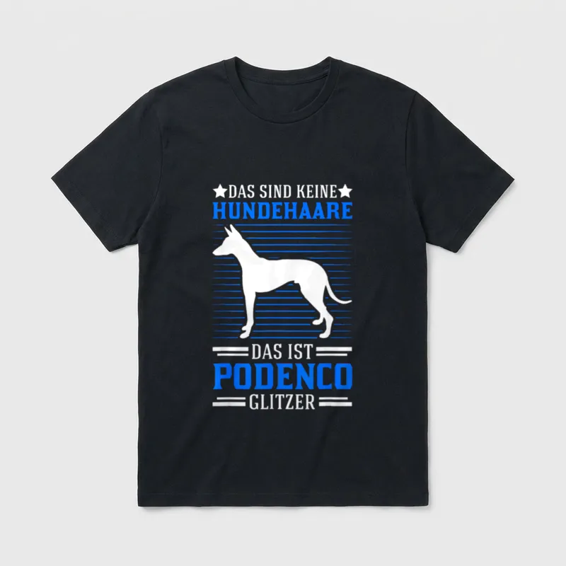 Podenco Glitzer Spanischer Windhund T-Shirt – Klassisches T-Shirt in Schwarz