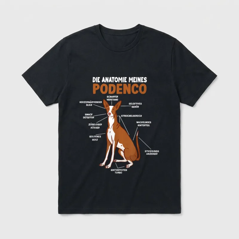 Podenco Anatomie lustiges Hundehalter T-Shirt – Klassisches T-Shirt in Schwarz