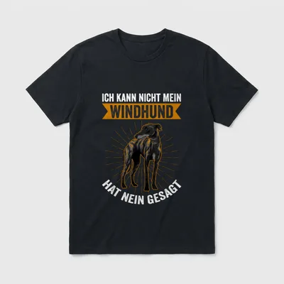 Windhund T-Shirt 0130 – Klassisches T-Shirt in Schwarz