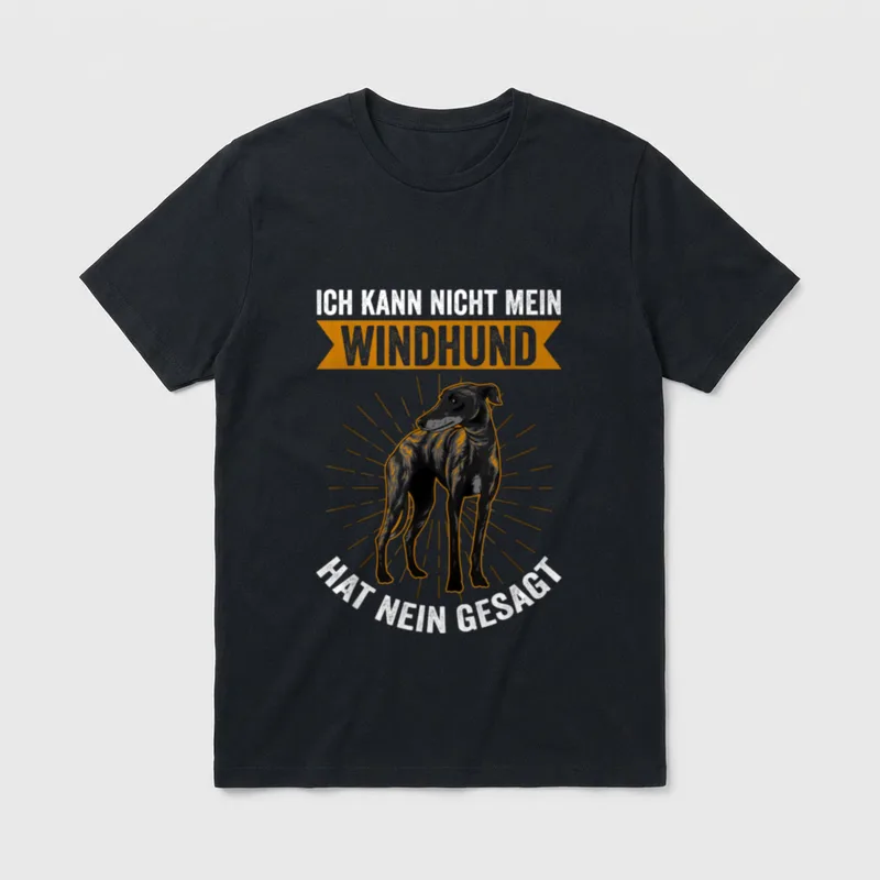 Windhund T-Shirt 0130 – Klassisches T-Shirt in Schwarz