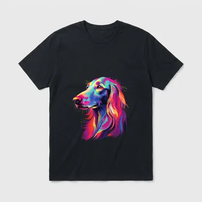 Wasserfarben Farbenfroher Saluki Hunde T-Shirt – Klassisches T-Shirt in Schwarz