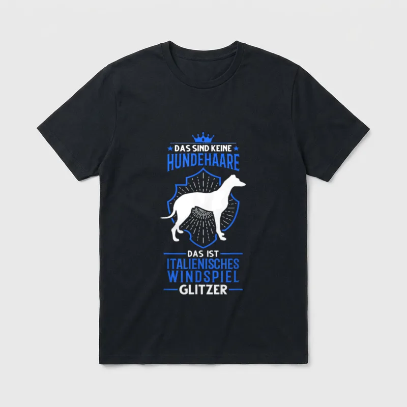 Italienisches Windspiel Glitzer Italian T-Shirt – Klassisches T-Shirt in Schwarz