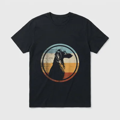 Retro Style Saluki Hund T-Shirt – Klassisches T-Shirt in Schwarz
