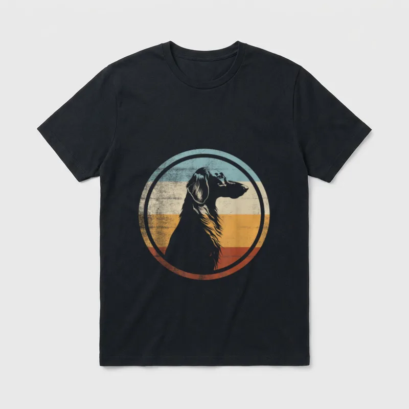 Retro Style Saluki Hund T-Shirt – Klassisches T-Shirt in Schwarz