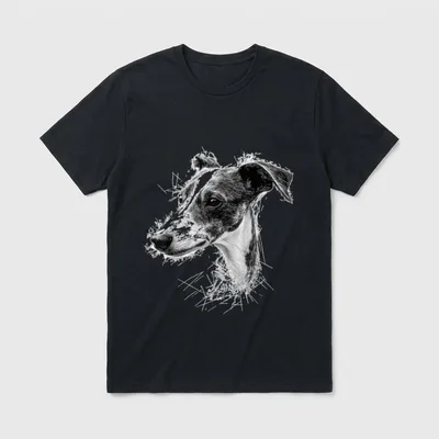 Whippet Hundemotiv Haustier Artwork T-Shirt – Klassisches T-Shirt in Schwarz