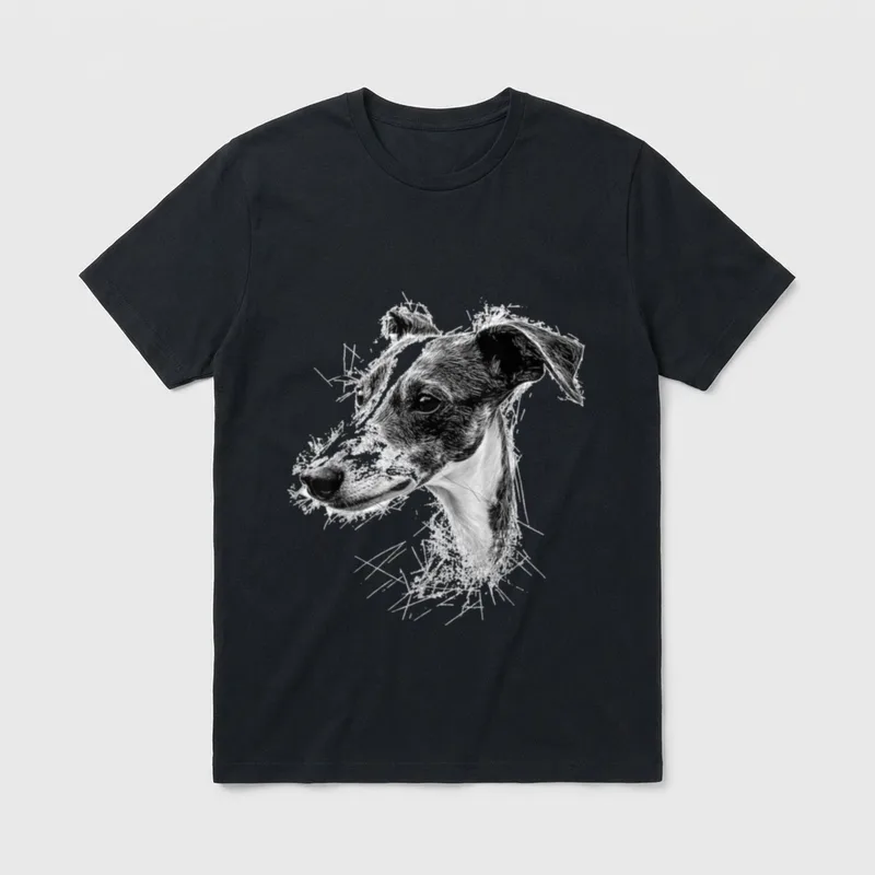 Whippet Hundemotiv Haustier Artwork T-Shirt – Klassisches T-Shirt in Schwarz