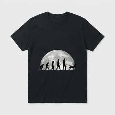 Saluki Evolution Mond Persischer T-Shirt – Klassisches T-Shirt in Schwarz