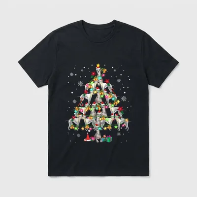 Whippets Christmas Tree Funny T-Shirt – Klassisches T-Shirt in Schwarz