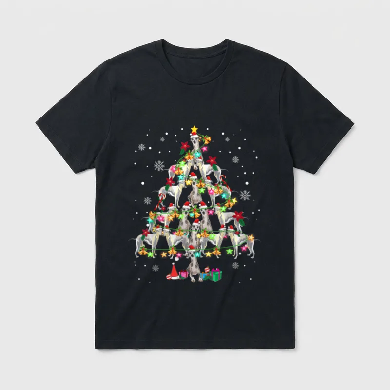 Whippets Christmas Tree Funny T-Shirt – Klassisches T-Shirt in Schwarz
