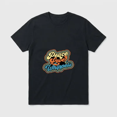 Peace Love Whippets ADG159d T-Shirt – Klassisches T-Shirt in Schwarz