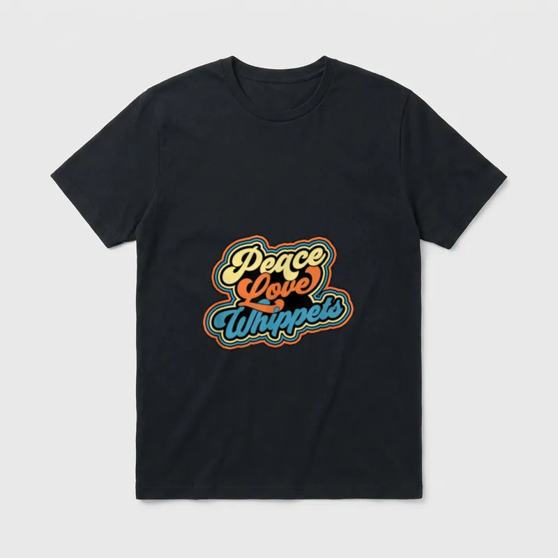 Peace Love Whippets ADG159d T-Shirt – Klassisches T-Shirt in Schwarz