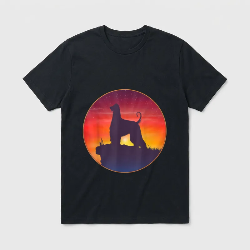 Afghanischer Windhund Sunset T-Shirt – Klassisches T-Shirt in Schwarz