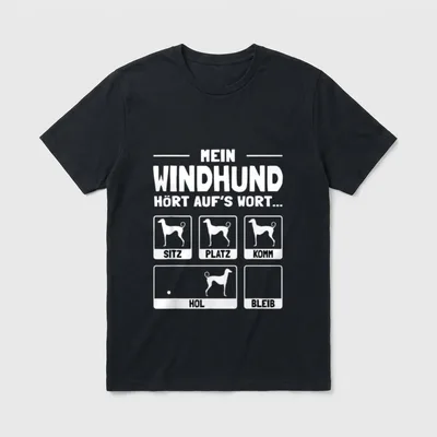 Windhund T-Shirt 0193 – Klassisches T-Shirt in Schwarz